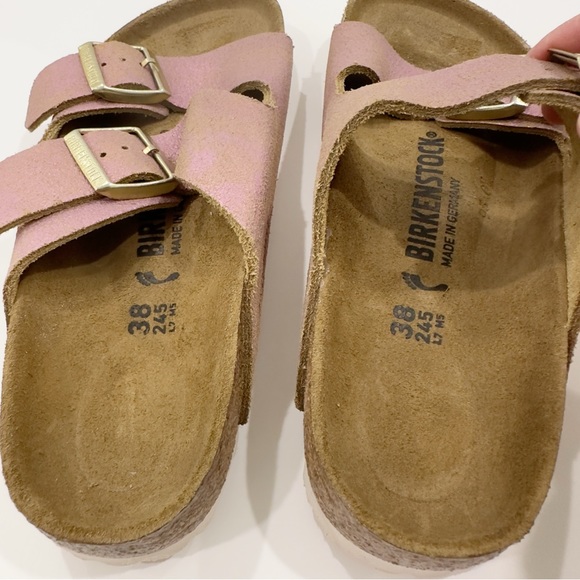 Birkenstock Arizona Washed Metallic Pink Sandals - Picture 6 of 7